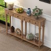 60" Retro Slim Console Table,Farmhouse Entryway Table with 4 Drawers and Open Shelf for Hallway,Living Room-Baofuwish - 3 of 4