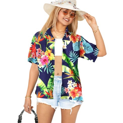 LA LEELA Women's Button Down Blouses Casual Summer Beach Short Sleeve Blouse Shirt Luau Party Colorful Shirts Hawaiian T Shirt - image 1 of 4