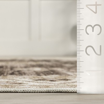 Brown Geometric Synthetic Washable 4' x 6' Area Rug