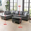 DOMETOUR Modern 3-Piece Living Room Sofa Set (Sofa+Left Side Chaise+Ottoman) - 2 of 4