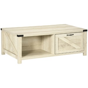 NicBex Farmhouse 46 Inch Rectangle Coffee Table with Drawer and Open Shelf for Living Room,Bedroom - 1 of 4