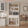 Tall Kitchen Pantry Cabinet, 70" Dining Room Pantry Storage Cabinet with Countertop, Fluted Kitchen Hutch Cabinets w/Doors and Drawer - 3 of 4