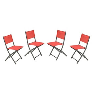 Emma and Oliver Set of 4 Folding Chairs for Indoor/Outdoor Use with Flex Comfort Material and Steel Frames - 1 of 4