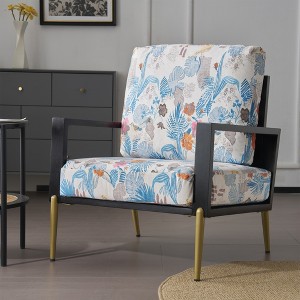 Runesay Modern Upholstered Accent Armchair with Gold Metal Legs and Rubber Wood Frame - 1 of 4