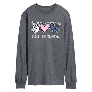 Men's - Instant Message - Peace Love Hanukkah Long Sleeve Graphic T-Shirt - 1 of 4