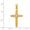 Black Bow Jewelry 14k Yellow Gold Solid 2D Budded Cable Cross Pendant, 18 x 36mm - 4 of 4