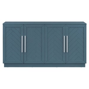 Hostack Sideboard Cabinet with Adjustable Shelves and Silver Handles for Dining & Living Room, Antique Blue - 1 of 4