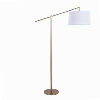 LumiSource Casper 69" Contemporary Metal Floor Lamp in Gold Metal with Off-White Linen Shade from Grandview Gallery