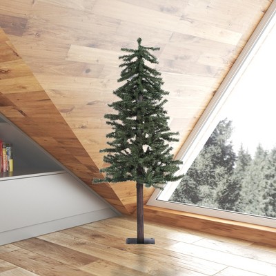 Tiny Green PVC Alpine Artificial Christmas Tree with Lights