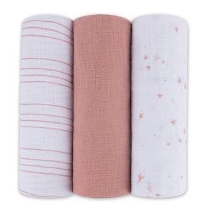 Ely's & Co. Cotton Muslin Swaddle Blanket  3 Pack - 1 of 4