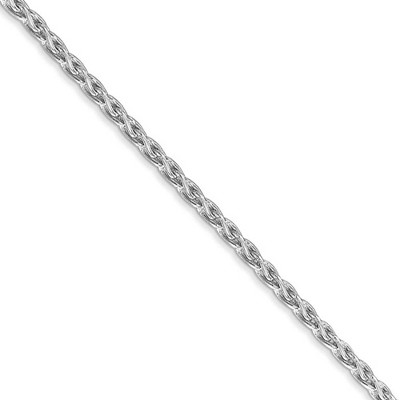 Black Bow Jewelry 2.25mm, 14k White Gold, Solid Parisian Wheat Chain Necklace