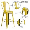 Emma and Oliver Commercial Grade 4 Pack 30" High Distressed Metal Indoor-Outdoor Barstool with Back - 4 of 4