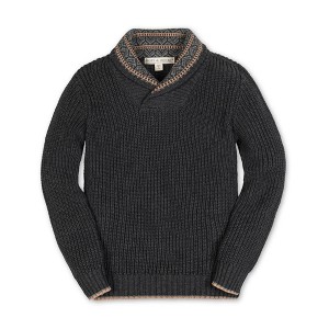 Boys' Organic Long Sleeve Shawl Collar Sweater with Intarsia Detail, Kids - 1 of 3