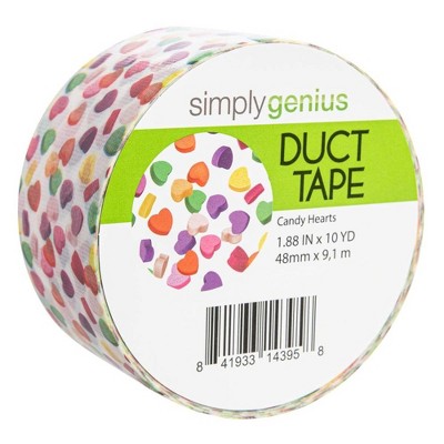 Simply Genius Pattern Duct Tape Heavy Duty, Craft Supplies, Colored Duct Tape, Single Roll 1.8 in x 10 yards (Candy Hearts)