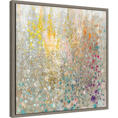 Bubbling Up Again Abstract Canvas Print with Greywash Frame