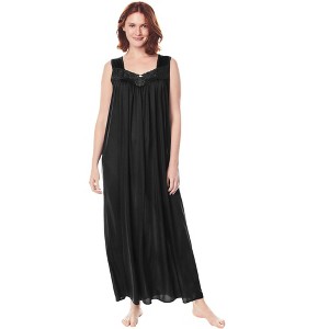 Only Necessities Plus Size Long Tricot Knit Nightgown - 1 of 4