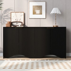 Bella Depot Four-Door Sideboard with Vertical Stripes and Wavy Design - 1 of 4