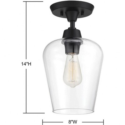 Matte Black Glass Semi-Flush Mount Ceiling Light