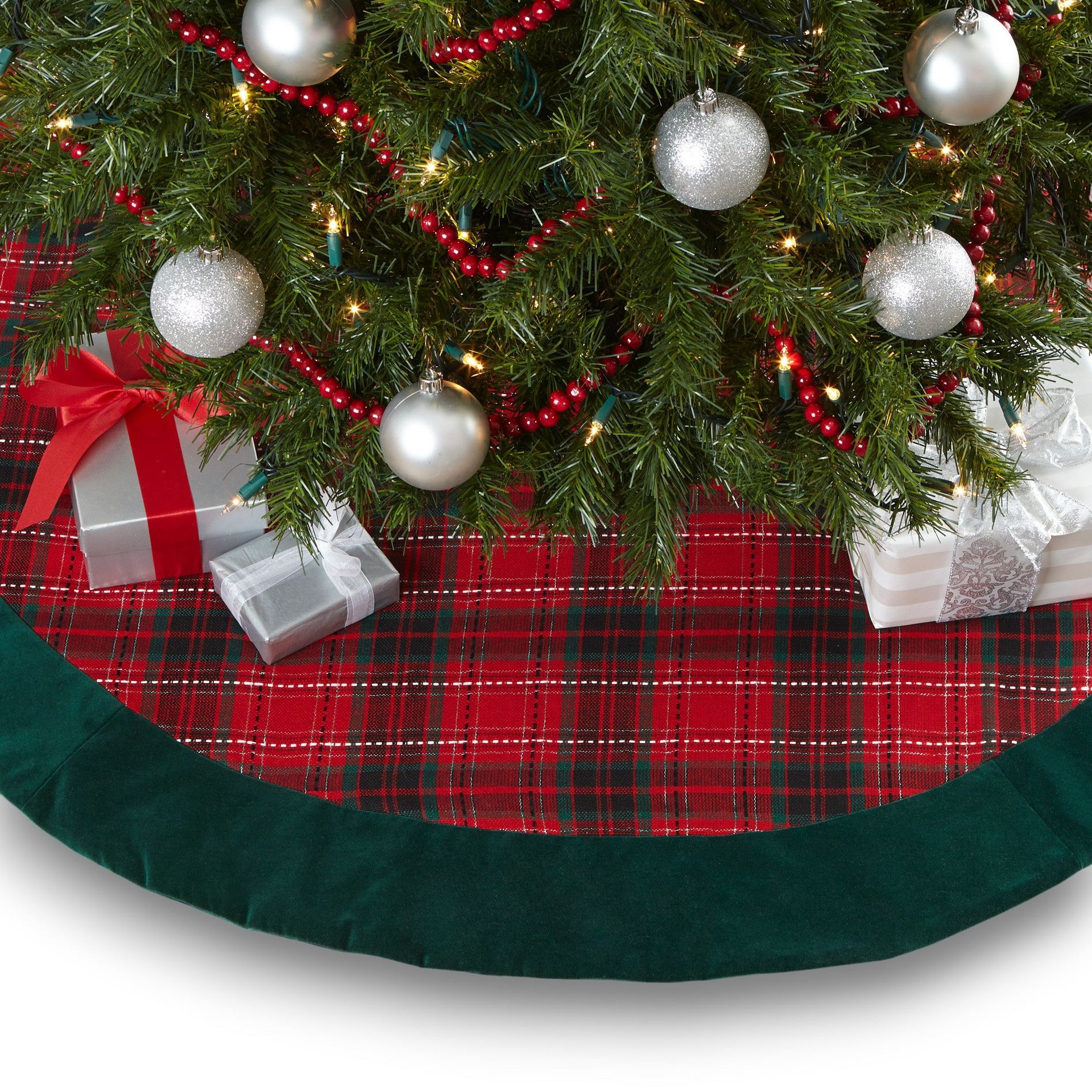 Personalization Mall Holiday Plaid Tree Skirt