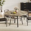 47" Round Dining Table for 4-6, Farmhouse Kitchen Table with Storage, Space Saving Wood Circle Dinner Table with Metal Legs - 2 of 4