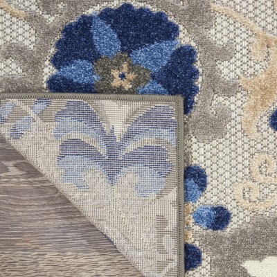 Aloha Natural/Blue Floral 6' x 9' Synthetic Outdoor Area Rug