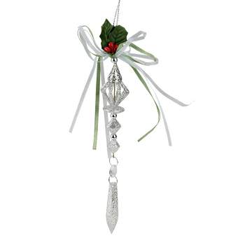 Raz Imports 8" Glittered Regal Drop with Pendant Christmas Ornament - Silver
