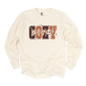 Simply Sage Market Women's Cozy Season Stars Long Sleeve Garment Dyed Tee - 1 of 4