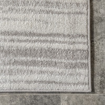 Kiley Faded Serene Stripes Gray Synthetic Indoor Area Rug, 4' 3" x 6'