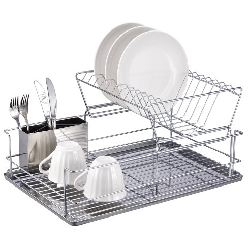 Home Basics 3 Piece Vinyl Coated Steel Dish Drainer, White : Target