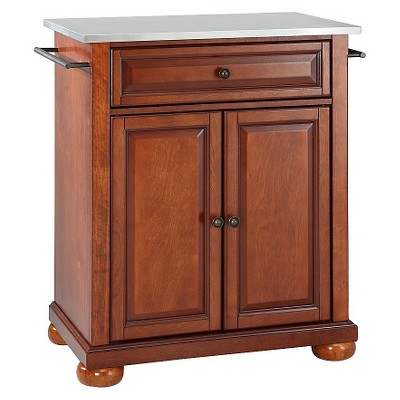 Alexandria Stainless Steel Top Portable Kitchen Island - Classic Cherry - Crosley