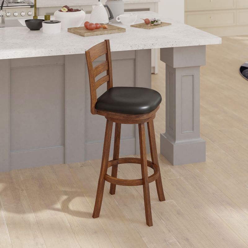 Emma and Oliver Classic Wooden Ladderback Dining Stool with Padded Swivel Seat, 4 of 12