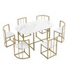 JANSNO Modern 7-Piece Dining Set, 55" Faux Marble Table with Chairs for 6, Kitchen Dining Room - 2 of 4