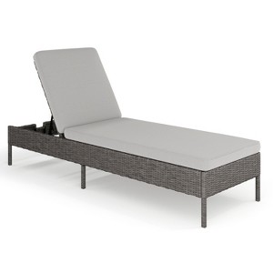 Martha Stewart Bedford Indoor-Outdoor Adjustable Patio Chaise Lounge Chair in Rattan Wicker with All-Weather Cushions - 1 of 4