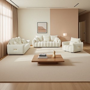 Teddy Fabric 1+3+3 Sofa Set with Cushions & Pillows - 1 of 4