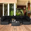Tangkula 7PCS Rattan Patio Conversation Set Sectional Furniture Set w/ Black Cushion - 4 of 4