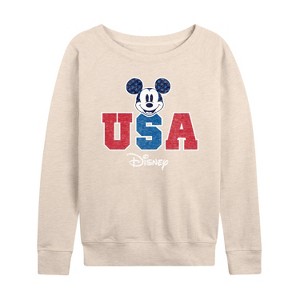 Women's - Disney - Americana Lightweight French Terry Wide Neck Long Sleeve Shirt - 1 of 4