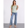 INSPIRE CHIC Women's Peasant Round Neck Ruffles Puff Sleeve Gingham Plaid Blouse - 4 of 4