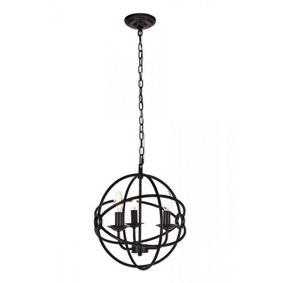 Elegant Lighting Octavia Collection Pendant D14 H15 Lt:3 Dark brown Finish