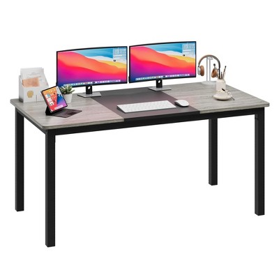 Computer Desk, Large Office Desk with Black Metal Frame, Modern Simple Style Gaming Table, Sturdy Write Desk