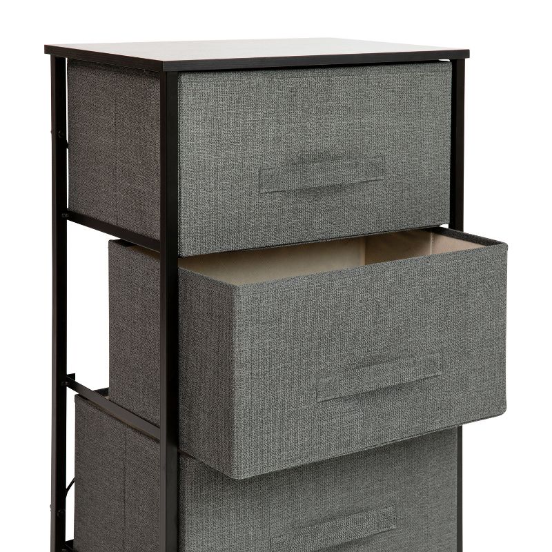 Emma and Oliver 3 Drawer Vertical Storage Dresser with Wood Top & Fabric Pull Drawers, 4 of 9
