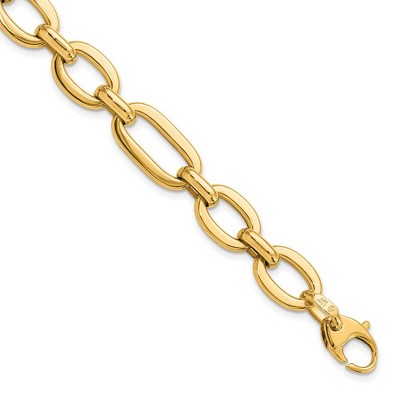 Black Bow Jewelry Italian 10mm Oval Link Chain Bracelet in 14k Yellow Gold, 7.5 Inch