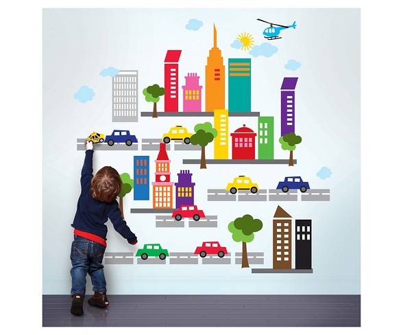 French Bull City Scene Wall Decal Stickers - WallCandy&#174; Arts