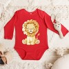 The Juniper Shop Watercolor Lion Long Sleeve Bodysuit - NB - Red - 3 of 4