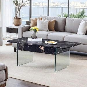 KIGFTSOD Lift-Top Coffee Table with Storage and Tempered Glass Base, Space-Saving, Multi-Color for Living Room, Office - 1 of 4