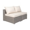 WestinTrends Outdoor Patio Rattan Wicker Armless Sofa with Cushions (Set of 2) - 2 of 3