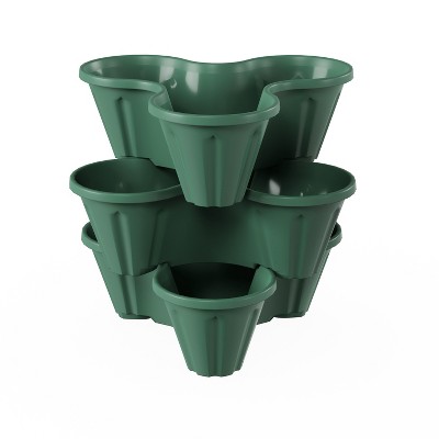 Nature Spring 3-Tiered Stacking Planter Tower - Green