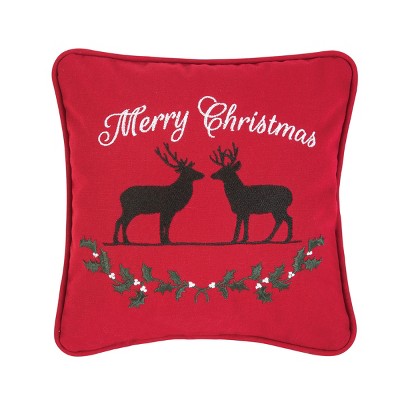 C&F Home 10" x 10" Deer Garland Christmas Embroidered Pillow