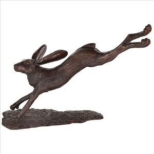 Design Toscano Leaping Hare, Jumping Rabbit Cast Bronze Garden Statue - 1 of 4
