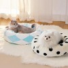 23" Donut Cat Bed for Indoor Cats, Round Washable Plush Pet Bed with Jacquard Shaggy Fabric & Non-Slip Bottom, Calming Dog Bed for Puppies & Kittens - 2 of 4