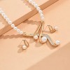 Luupatchy Elegant Artificial Pearl Jewelry Set- Gold-Tone Necklace and Earrings for Women - 3 of 4